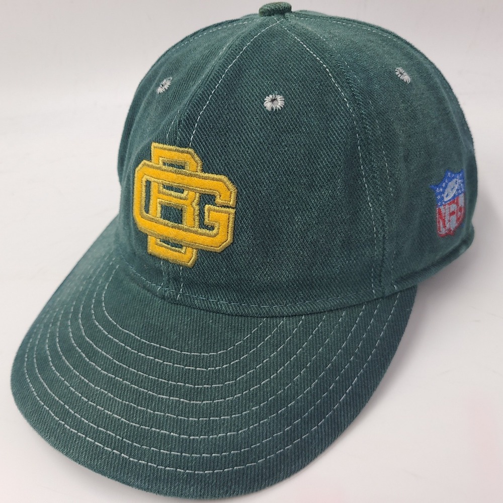 Vintage Green Bay Packers Hat Fitted L Ebbets Field Flannels Green Yellow NFL